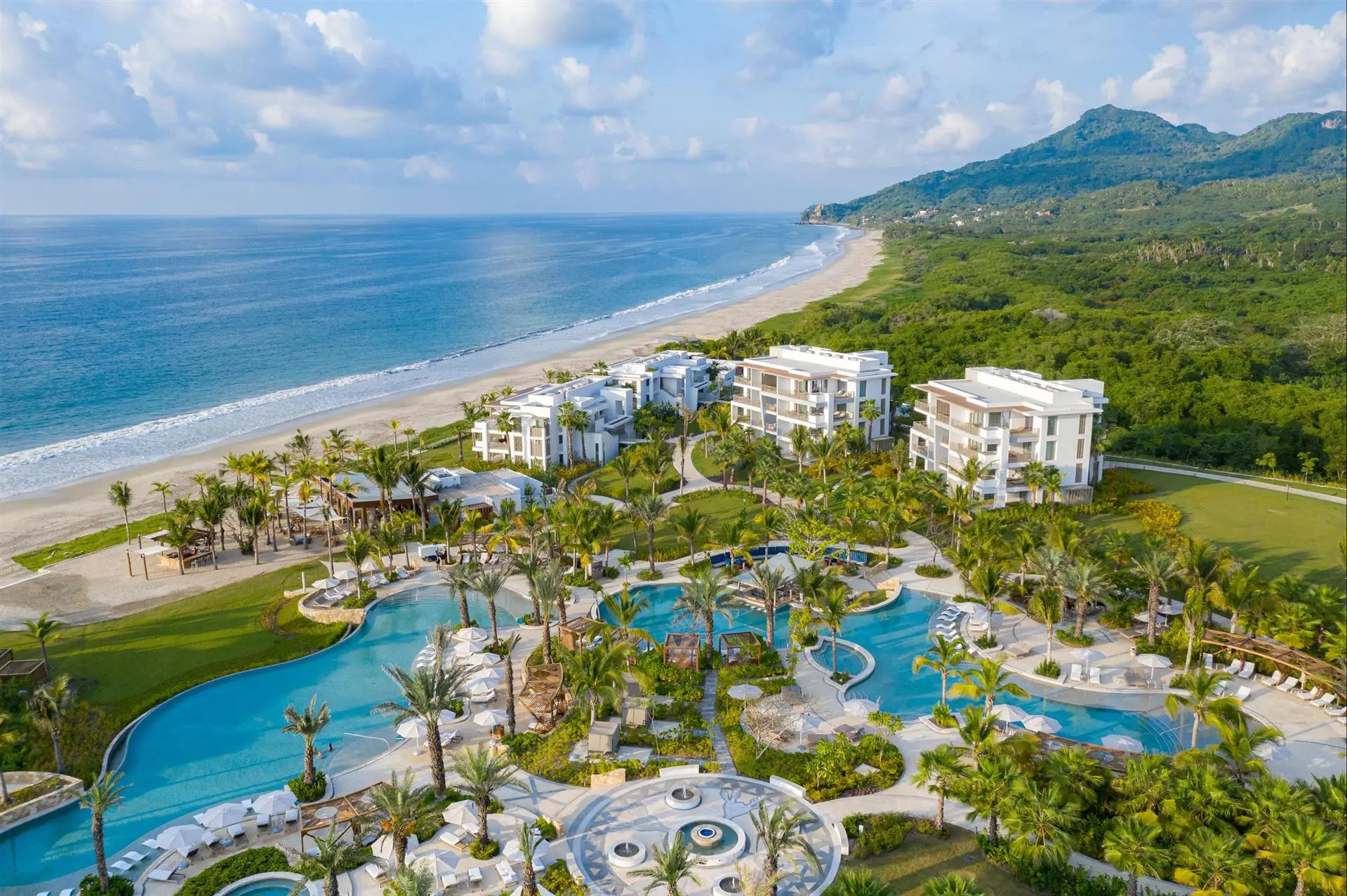 Conrad Punta de Mita luxury beachfront resort with infinity pools and modern oceanfront design in Riviera Nayarit, Mexico.