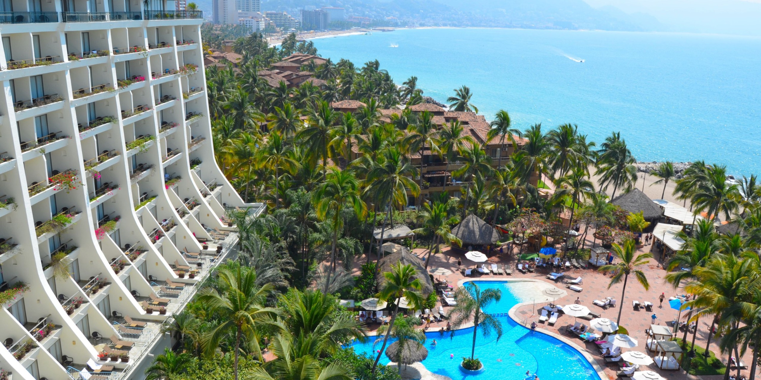 Fiesta Americana Puerto Vallarta beachfront resort with pools and tropical oceanfront views in Puerto Vallarta, Mexico.