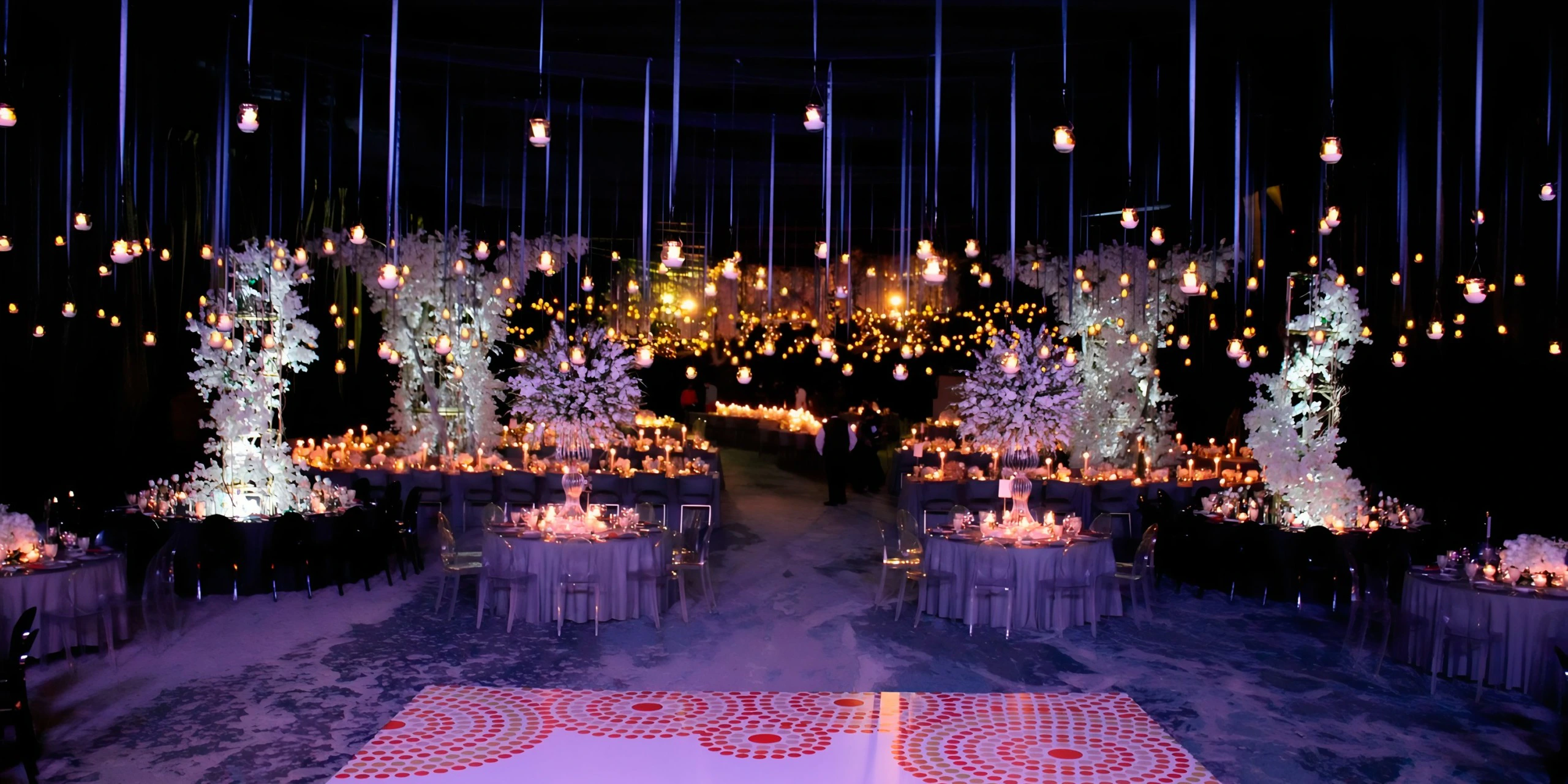 Indoors ballroom elegant reception setup for weddings at Dreams Bahia Mita Surf & Spa Resort