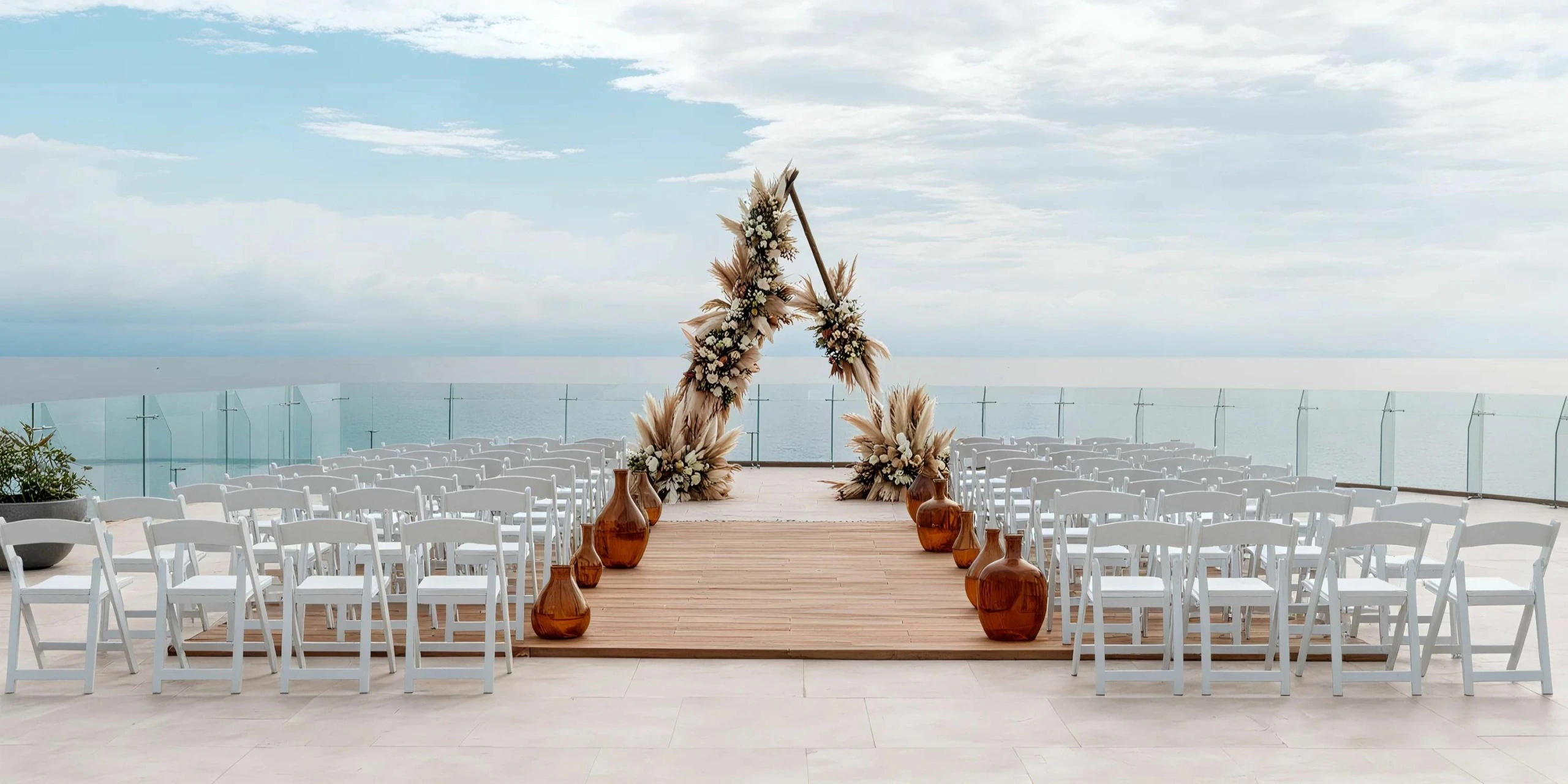 Presidential Terrace Pacifico oceanview terrace setup for weddings at Dreams Bahia Mita Surf & Spa Resort
